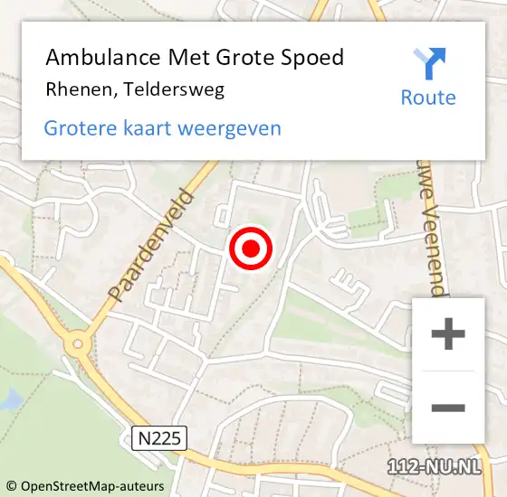 Locatie op kaart van de 112 melding: Ambulance Met Grote Spoed Naar Rhenen, Teldersweg op 23 maart 2017 16:42