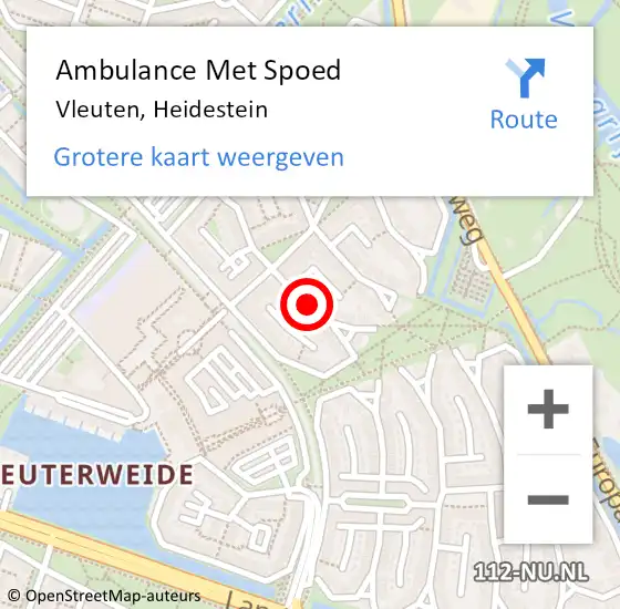 Locatie op kaart van de 112 melding: Ambulance Met Spoed Naar Vleuten, Heidestein op 14 januari 2014 20:01