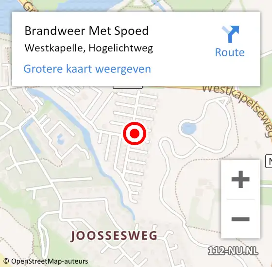 Locatie op kaart van de 112 melding: Brandweer Met Spoed Naar Westkapelle, Hogelichtweg op 23 maart 2017 17:06