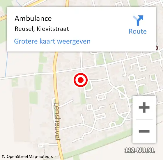 Locatie op kaart van de 112 melding: Ambulance Reusel, Kievitstraat op 23 maart 2017 17:40