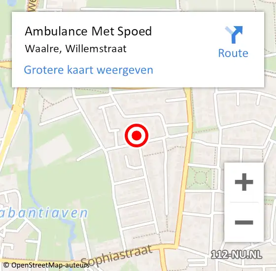Locatie op kaart van de 112 melding: Ambulance Met Spoed Naar Waalre, Willemstraat op 23 maart 2017 17:49