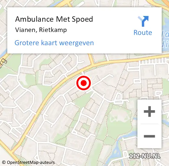 Locatie op kaart van de 112 melding: Ambulance Met Spoed Naar Vianen, Rietkamp op 23 maart 2017 18:04
