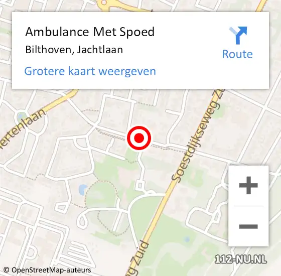 Locatie op kaart van de 112 melding: Ambulance Met Spoed Naar Bilthoven, Jachtlaan op 14 januari 2014 20:11