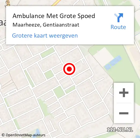 Locatie op kaart van de 112 melding: Ambulance Met Grote Spoed Naar Maarheeze, Gentiaanstraat op 23 maart 2017 18:38