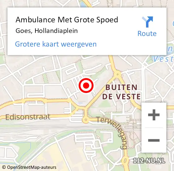 Locatie op kaart van de 112 melding: Ambulance Met Grote Spoed Naar Goes, Hollandiaplein op 23 maart 2017 18:47