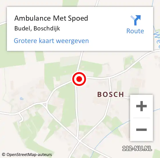 Locatie op kaart van de 112 melding: Ambulance Met Spoed Naar Budel, Boschdijk op 23 maart 2017 19:18