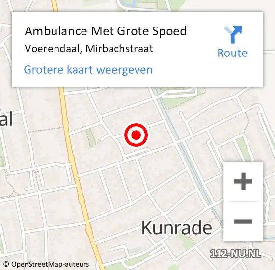 Locatie op kaart van de 112 melding: Ambulance Met Grote Spoed Naar Voerendaal, Mirbachstraat op 14 januari 2014 20:21