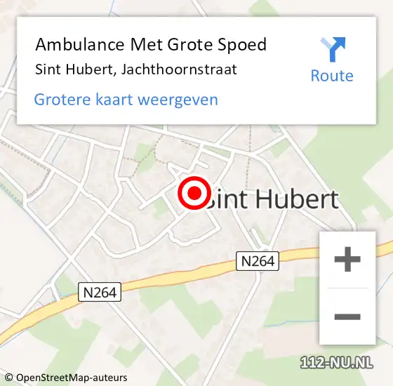 Locatie op kaart van de 112 melding: Ambulance Met Grote Spoed Naar Sint Hubert, Jachthoornstraat op 23 maart 2017 19:48