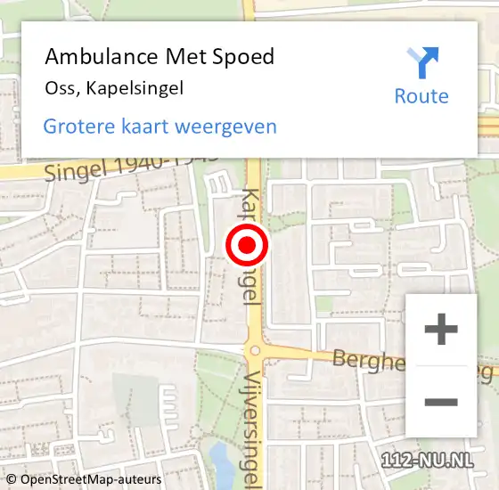 Locatie op kaart van de 112 melding: Ambulance Met Spoed Naar Oss, Kapelsingel op 23 maart 2017 19:52