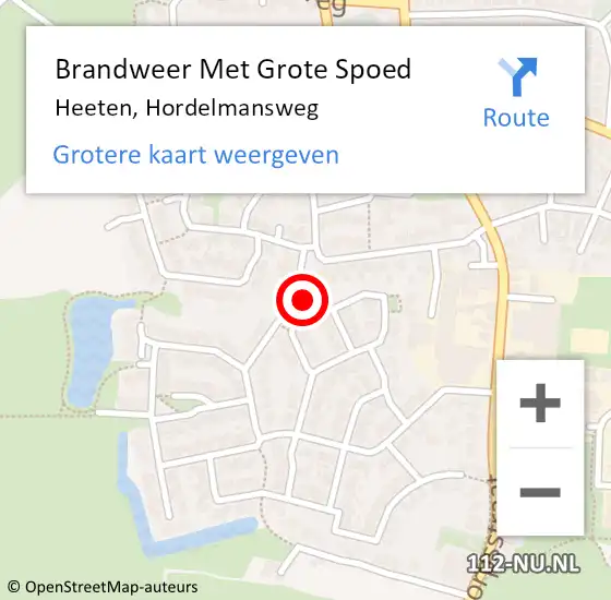 Locatie op kaart van de 112 melding: Brandweer Met Grote Spoed Naar Heeten, Hordelmansweg op 23 maart 2017 21:07