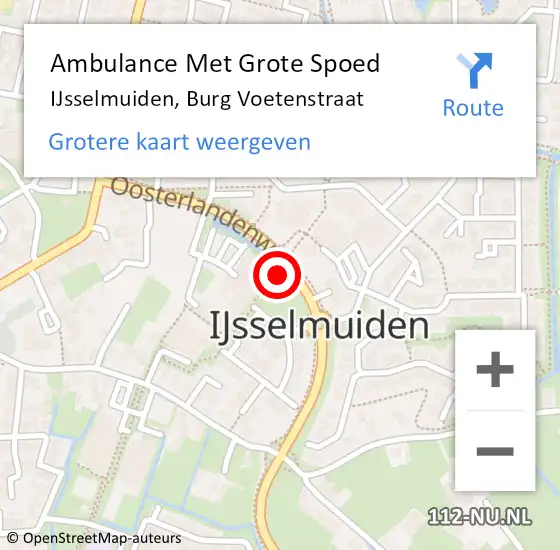 Locatie op kaart van de 112 melding: Ambulance Met Grote Spoed Naar IJsselmuiden, Burg Voetenstraat op 23 maart 2017 21:25