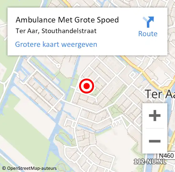 Locatie op kaart van de 112 melding: Ambulance Met Grote Spoed Naar Ter Aar, Stouthandelstraat op 23 maart 2017 21:43