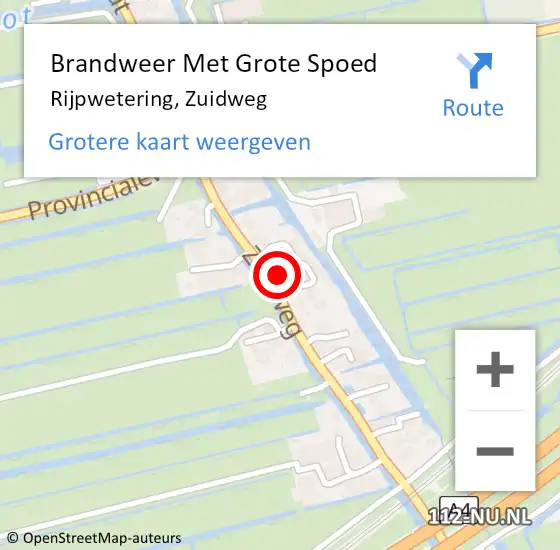 Locatie op kaart van de 112 melding: Brandweer Met Grote Spoed Naar Rijpwetering, Zuidweg op 14 januari 2014 20:39