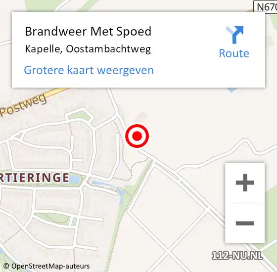 Locatie op kaart van de 112 melding: Brandweer Met Spoed Naar Kapelle, Oostambachtweg op 23 maart 2017 22:19