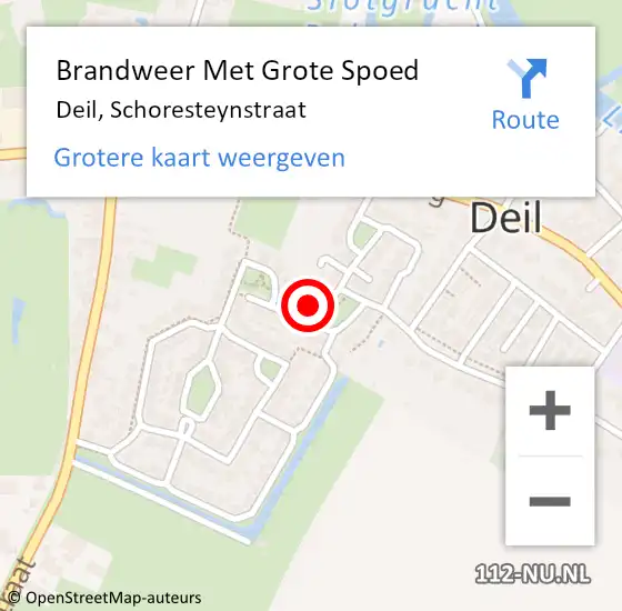 Locatie op kaart van de 112 melding: Brandweer Met Grote Spoed Naar Deil, Schoresteynstraat op 24 maart 2017 01:51