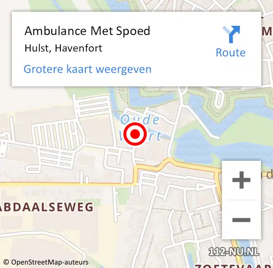 Locatie op kaart van de 112 melding: Ambulance Met Spoed Naar Hulst, Havenfort op 24 maart 2017 02:09