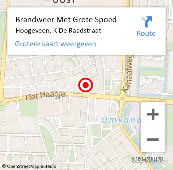 Locatie op kaart van de 112 melding: Brandweer Met Grote Spoed Naar Hoogeveen, K De Raadstraat op 24 maart 2017 03:23