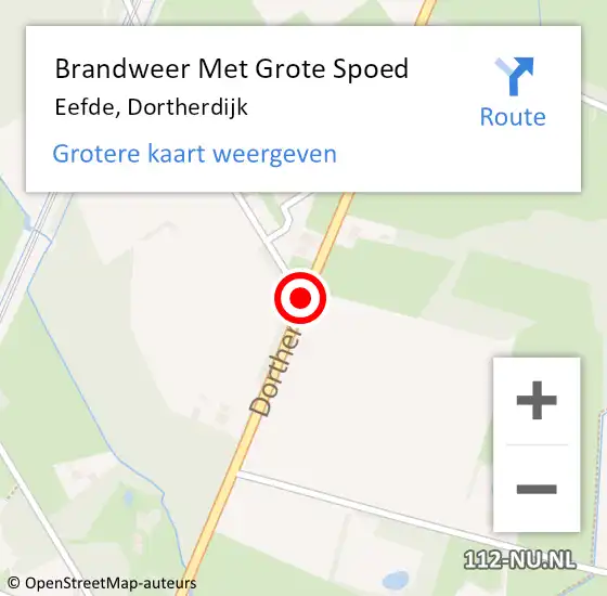 Locatie op kaart van de 112 melding: Brandweer Met Grote Spoed Naar Eefde, Dortherdijk op 14 januari 2014 21:05