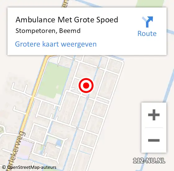 Locatie op kaart van de 112 melding: Ambulance Met Grote Spoed Naar Stompetoren, Beemd op 24 maart 2017 08:31