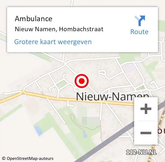 Locatie op kaart van de 112 melding: Ambulance Nieuw Namen, Hombachstraat op 24 maart 2017 08:53