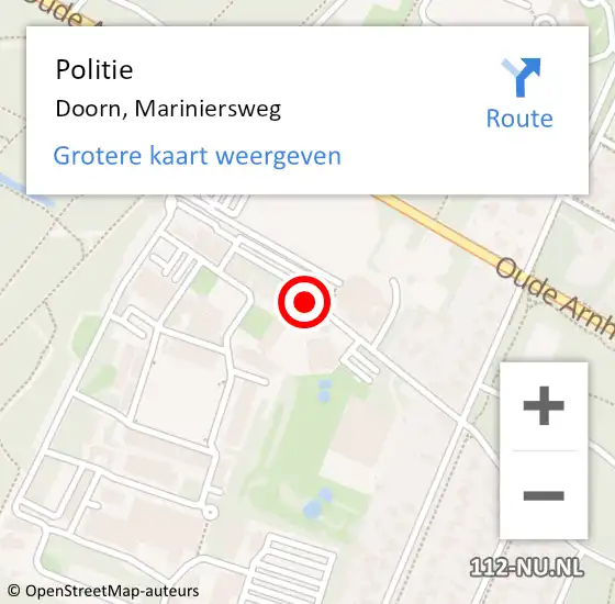 Locatie op kaart van de 112 melding: Politie Doorn, Mariniersweg op 24 maart 2017 09:33