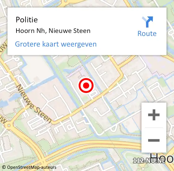 Locatie op kaart van de 112 melding: Politie Hoorn Nh, Nieuwe Steen op 24 maart 2017 10:11