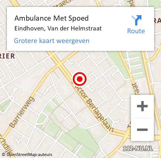 Locatie op kaart van de 112 melding: Ambulance Met Spoed Naar Eindhoven, Van der Helmstraat op 24 maart 2017 10:11