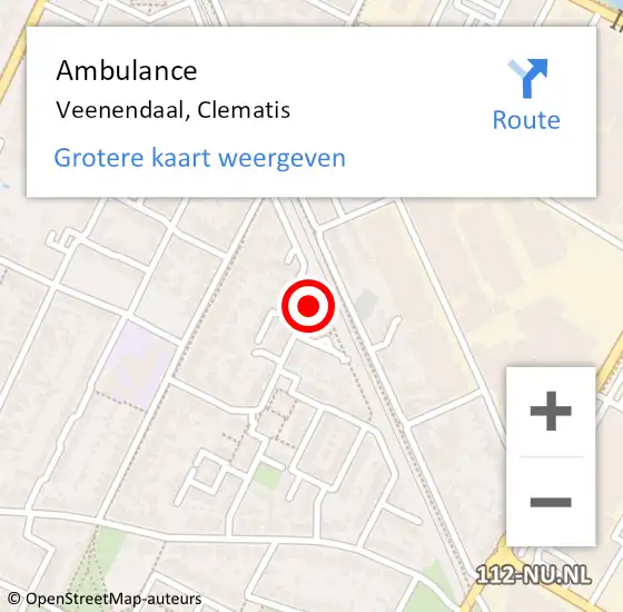 Locatie op kaart van de 112 melding: Ambulance Veenendaal, Clematis op 24 maart 2017 10:11