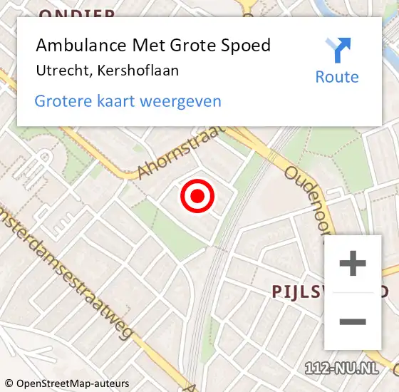 Locatie op kaart van de 112 melding: Ambulance Met Grote Spoed Naar Utrecht, Kershoflaan op 24 maart 2017 10:13