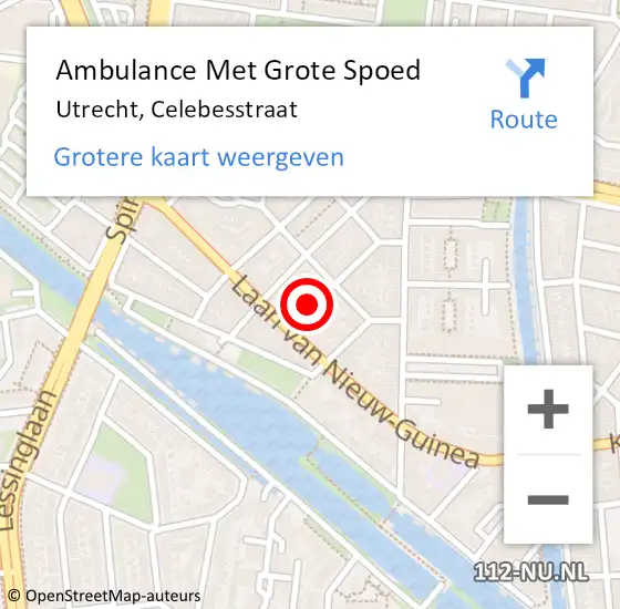 Locatie op kaart van de 112 melding: Ambulance Met Grote Spoed Naar Utrecht, Celebesstraat op 24 maart 2017 10:56