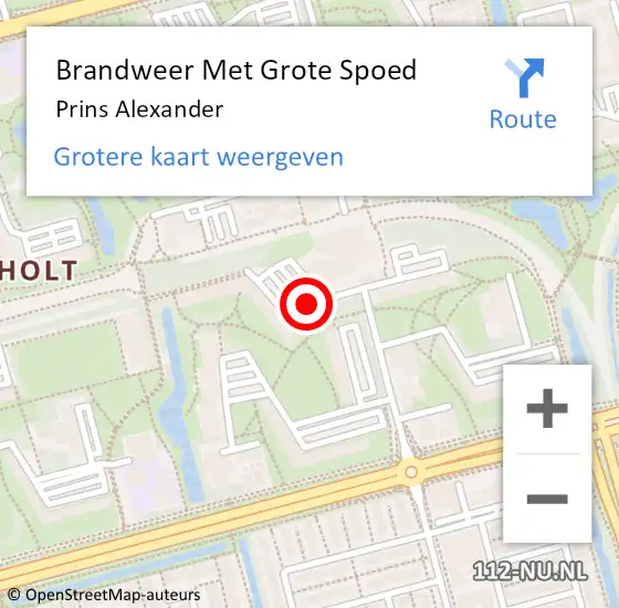 Locatie op kaart van de 112 melding: Brandweer Met Grote Spoed Naar Prins Alexander op 24 maart 2017 11:02