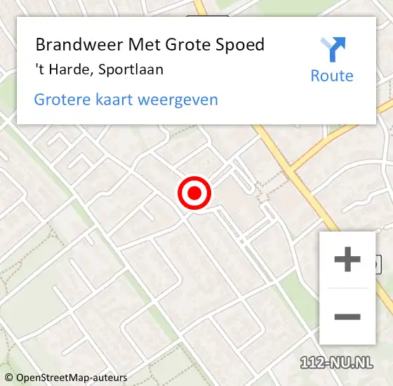 Locatie op kaart van de 112 melding: Brandweer Met Grote Spoed Naar 't Harde, Sportlaan op 24 maart 2017 11:06