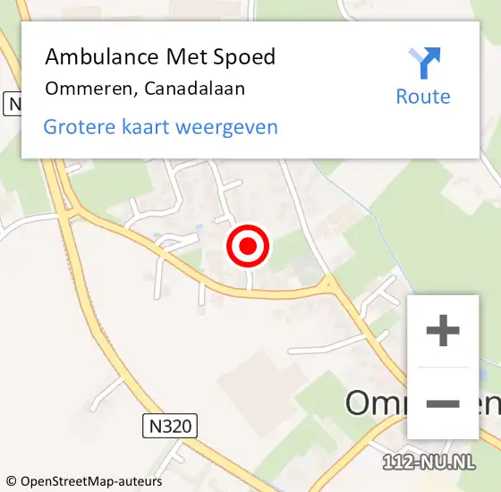 Locatie op kaart van de 112 melding: Ambulance Met Spoed Naar Ommeren, Canadalaan op 24 maart 2017 11:10