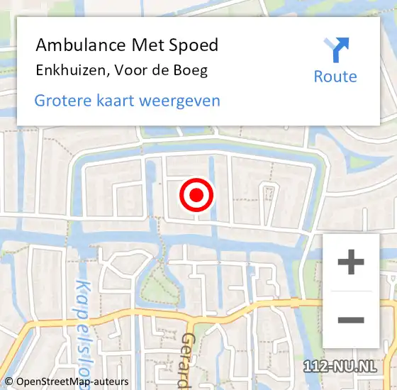 Locatie op kaart van de 112 melding: Ambulance Met Spoed Naar Enkhuizen, Voor de Boeg op 14 januari 2014 21:54