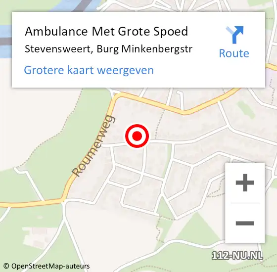 Locatie op kaart van de 112 melding: Ambulance Met Grote Spoed Naar Stevensweert, Burg Minkenbergstr op 19 september 2013 11:42