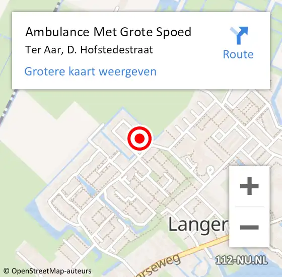 Locatie op kaart van de 112 melding: Ambulance Met Grote Spoed Naar Ter Aar, D. Hofstedestraat op 24 maart 2017 11:40