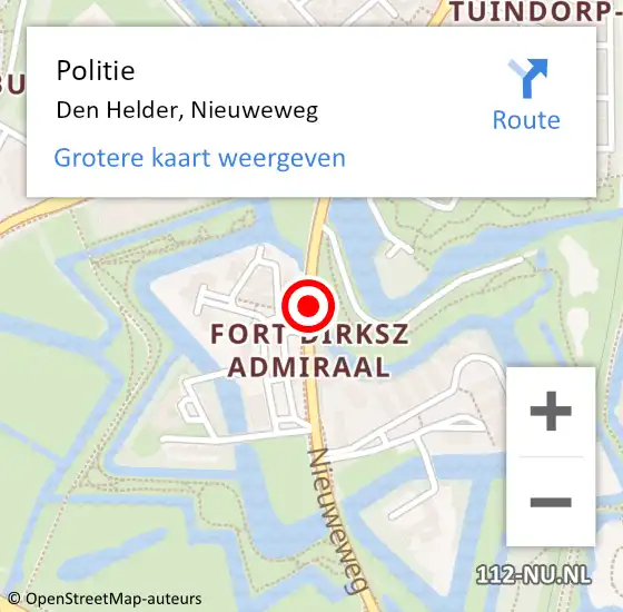 Locatie op kaart van de 112 melding: Politie Den Helder, Nieuweweg op 24 maart 2017 11:51