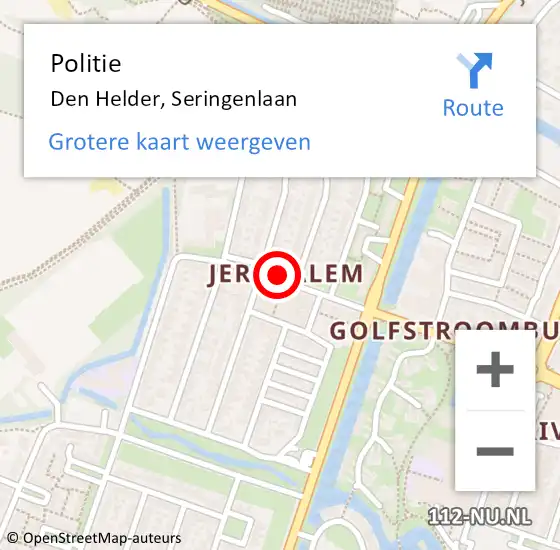 Locatie op kaart van de 112 melding: Politie Den Helder, Seringenlaan op 24 maart 2017 12:03