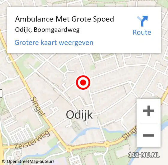 Locatie op kaart van de 112 melding: Ambulance Met Grote Spoed Naar Odijk, Boomgaardweg op 24 maart 2017 12:13