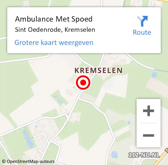 Locatie op kaart van de 112 melding: Ambulance Met Spoed Naar Sint Oedenrode, Kremselen op 24 maart 2017 12:45