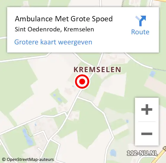 Locatie op kaart van de 112 melding: Ambulance Met Grote Spoed Naar Sint Oedenrode, Kremselen op 24 maart 2017 12:47