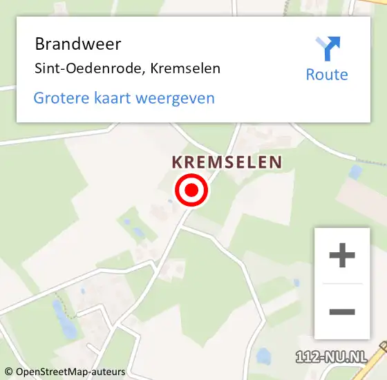 Locatie op kaart van de 112 melding: Brandweer Sint-Oedenrode, Kremselen op 24 maart 2017 12:51