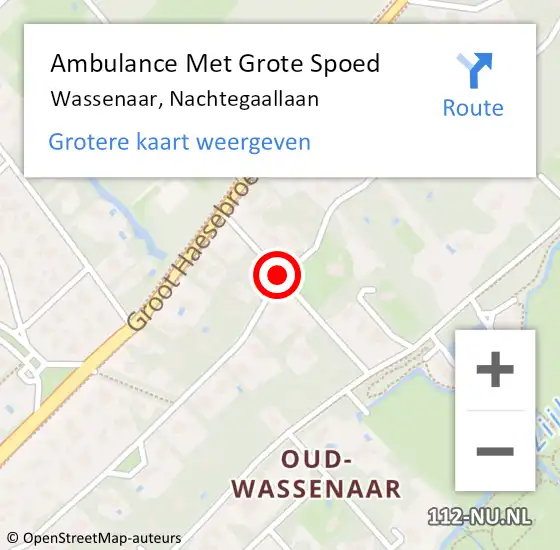 Locatie op kaart van de 112 melding: Ambulance Met Grote Spoed Naar Wassenaar, Nachtegaallaan op 24 maart 2017 13:35