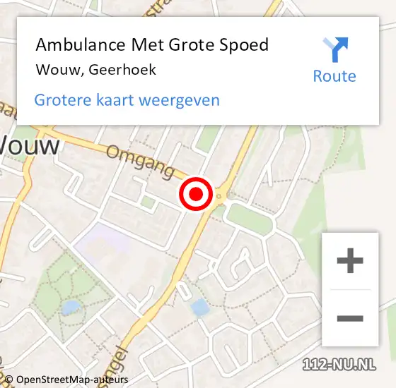 Locatie op kaart van de 112 melding: Ambulance Met Grote Spoed Naar Wouw, Geerhoek op 24 maart 2017 13:47