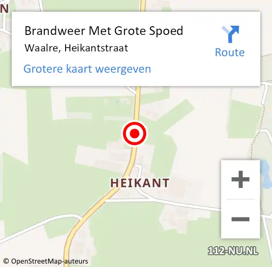 Locatie op kaart van de 112 melding: Brandweer Met Grote Spoed Naar Waal, Heikantstraat op 24 maart 2017 14:04