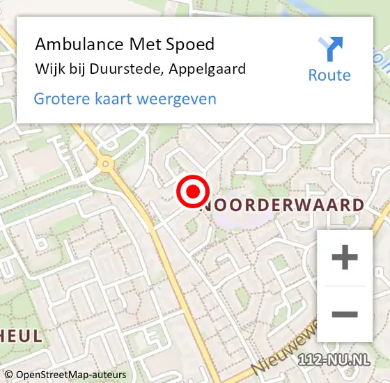 Locatie op kaart van de 112 melding: Ambulance Met Spoed Naar Wijk bij Duurstede, Appelgaard op 24 maart 2017 14:05