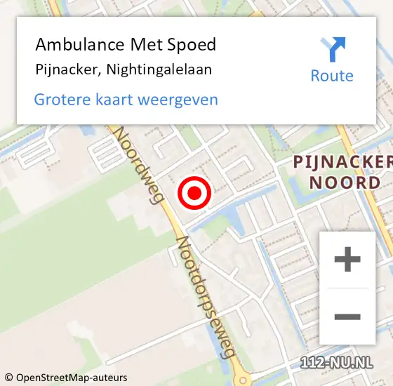 Locatie op kaart van de 112 melding: Ambulance Met Spoed Naar Pijnacker, Nightingalelaan op 24 maart 2017 14:16