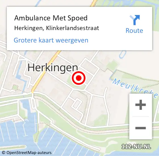 Locatie op kaart van de 112 melding: Ambulance Met Spoed Naar Herkingen, Klinkerlandsestraat op 19 september 2013 11:42