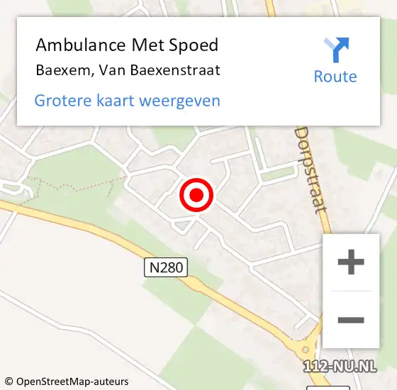 Locatie op kaart van de 112 melding: Ambulance Met Spoed Naar Baexem, Van Baexenstraat op 24 maart 2017 14:40