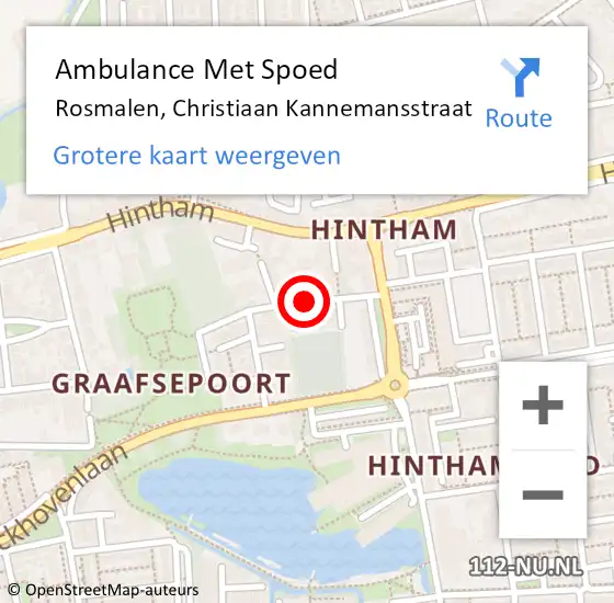 Locatie op kaart van de 112 melding: Ambulance Met Spoed Naar Rosmalen, Christiaan Kannemansstraat op 24 maart 2017 14:41